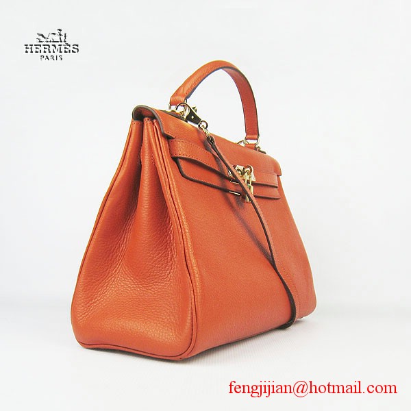 Hermes Kelly 32cm Togo Leather Bag Orange 6108 Gold Hardware